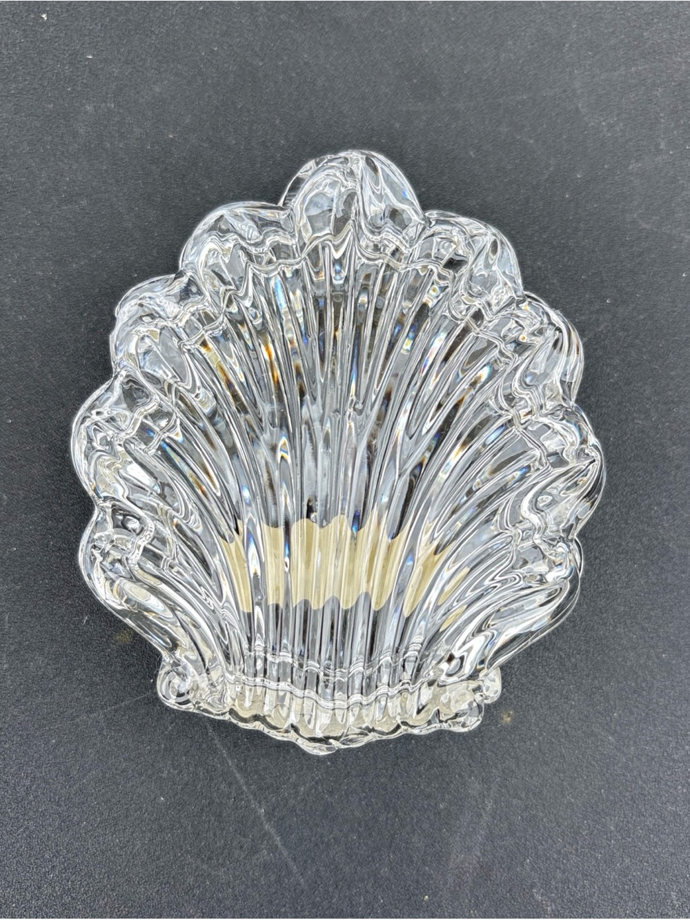 Pressed Glass Shell Shaped Trinket Dish with Lid Clear Crystal Clear Industries